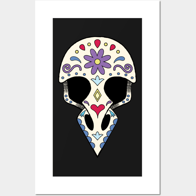 Bird sugar skull Wall Art by laura-nagel